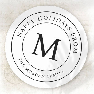 Monogram för enkel Chic i glad helg Runt Klistermärke
