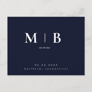 Monogram för enkel Contemporary Spara datum Vykort