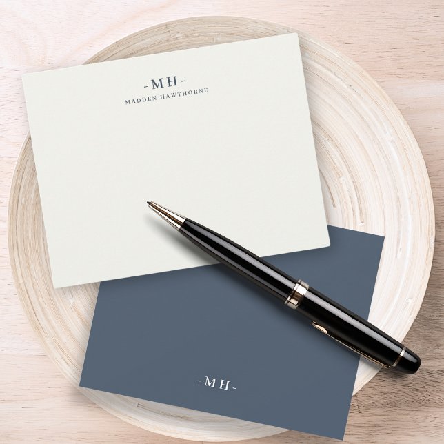 Monogram för enkel Elegant av minimalistisk marin  Anteckningskort (Skapare uppladdad)