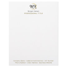 Monogram för enkel Modern White Guld Elegant-mall