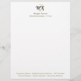 Monogram för enkel Modern White Guld Elegant-mall Brevhuvud