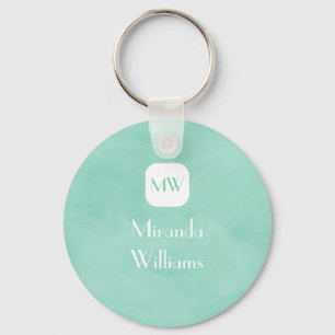 Monogram för enkel och Chic Mint-Grönt med Namn Nyckelring