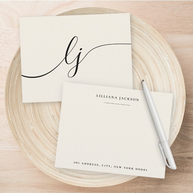 Monogram för enkel Personlig i skript Anteckningskort (Skapare uppladdad)