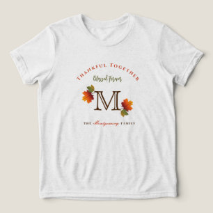 Monogram för familjen Fall/Höst löv Thanksgiving T Shirt