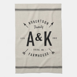 Monogram för familjen Rustic Arrow Kökshandduk