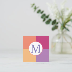 Monogram för färgfull modern Anpassningsbar - förs Fyrkantigt Visitkort