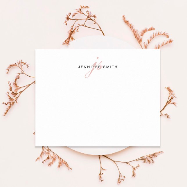 Monogram för feminin-kalligrafi i ro Guld och svar Anteckningskort (Skapare uppladdad)