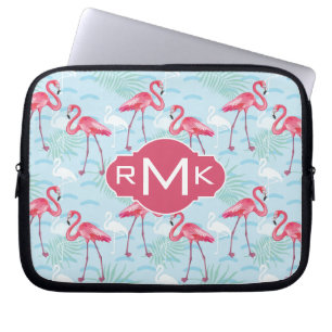 Monogram för Flamingomönster Laptop Fodral