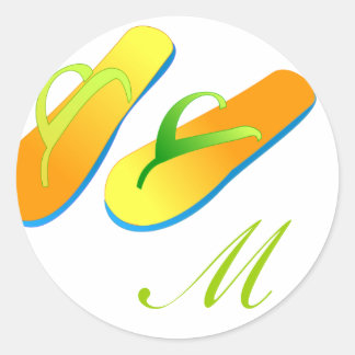 Monogram för flinflip flops för klistermärkear för runt klistermärke