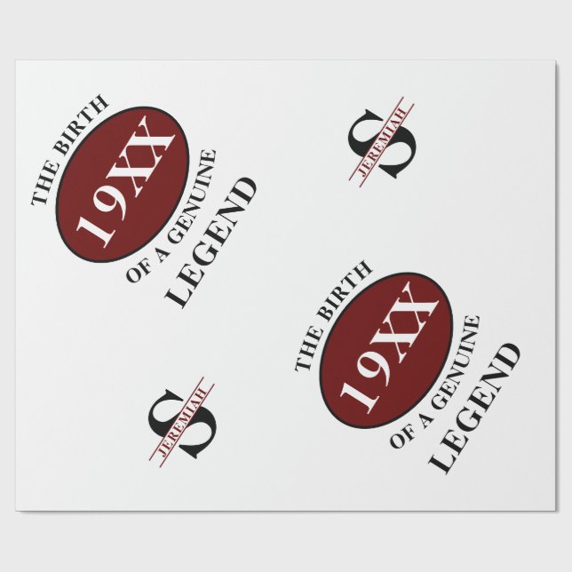 Monogram för födelsedagsledenår Initial Namn Far Presentpapper (Platt)