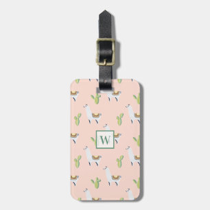 Monogram för för llama- & kaktusmönsterrosor & bagagebricka