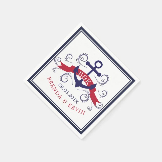 Monogram för förankring och elegant av sjöbåtar pappersservett (Hörn)