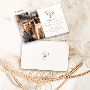 Monogram för formell Vapensköld för Rustic Blommig Spara Datumet