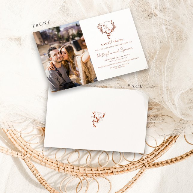 Monogram för formell Vapensköld för Rustic Blommig Spara Datumet (Skapare uppladdad)