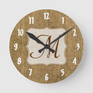 Monogram för första väggklocka i Burlap Land Snöre