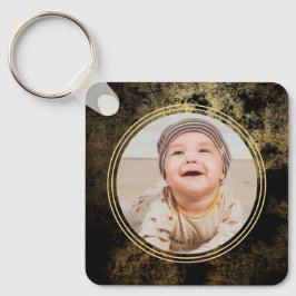 Monogram för fotomall för elegant Guld Nyckelring