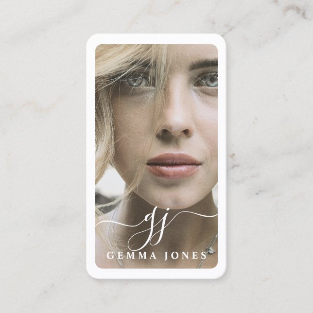 Monogram för fotoskriptkalligrafi för elegant visitkort (Framsida)