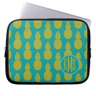 Monogram för frukt för ananas tropisk laptop sleeve