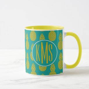 Monogram för frukt   för ananas tropisk mugg
