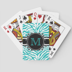 Monogram för Funky av zebra mönstrad Coola Casinokort
