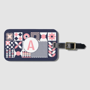 Monogram för geometrisk Anpassningsbar för Retro-B Bagagebricka