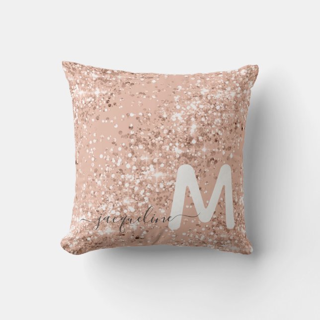  Monogram för Girly Ro Glitter  Kudde (Framsida)