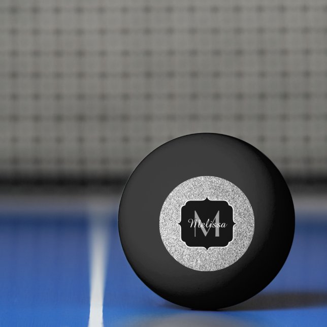 Monogram för glitter med ljus grått pingisboll (Netto)