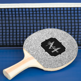 Monogram för glitter med ljus grått pingisracket