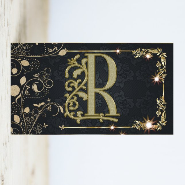 Monogram för Gnistra av Blommigten guld Visitkort (Skapare uppladdad)