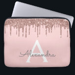 Monogram för Gnistra om Glitter i  Laptop Fodral<br><div class="desc">Rosa - Ro Guld Faux Dripping Modern och Elegant Girly Glitter och Gnistra Elegant Monogram Fodral. Det här fodralen kan anpassas så att det inkluderar ditt första och första namn.</div>