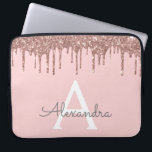Monogram för Gnistra om Glitter i  Laptop Fodral<br><div class="desc">Rosa - Ro Guld Faux Dripping Modern och Elegant Girly Glitter och Gnistra Elegant Monogram Fodral. Det här fodralen kan anpassas så att det inkluderar ditt första och första namn.</div>