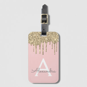 Monogram för Gnistra om Guld Glitter Bagagebricka