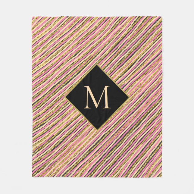 Monogram för Gnistran abstrakt Glitter Fleecefilt (Framsidan)