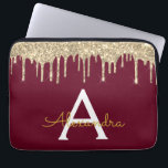 Monogram för Gnistran Burgundy Guld Glitter Laptop Fodral<br><div class="desc">Burgundy Marsala och Guld Faux Dripping Modern och Elegant Girly Glitter och Gnistra Elegant Monogram Fodral. Fodral kan anpassas så att det omfattar ditt första och första namn.</div>