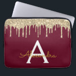 Monogram för Gnistran Burgundy Guld Glitter Laptop Fodral<br><div class="desc">Burgundy Marsala och Guld Faux Dripping Modern och Elegant Girly Glitter och Gnistra Elegant Monogram Fodral. Fodral kan anpassas så att det omfattar ditt första och första namn.</div>