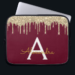 Monogram för Gnistran Burgundy Guld Glitter Laptop Fodral<br><div class="desc">Burgundy Marsala och Guld Faux Dripping Modern och Elegant Girly Glitter och Gnistra Elegant Monogram Fodral. Fodral kan anpassas så att det omfattar ditt första och första namn.</div>