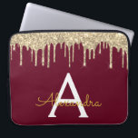 Monogram för Gnistran Burgundy Guld Glitter Laptop Fodral<br><div class="desc">Burgundy Marsala och Guld Faux Dripping Modern och Elegant Girly Glitter och Gnistra Elegant Monogram Fodral. Fodral kan anpassas så att det omfattar ditt första och första namn.</div>