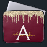 Monogram för Gnistran Burgundy Guld Glitter Laptop Fodral<br><div class="desc">Burgundy Marsala och Guld Faux Dripping Modern och Elegant Girly Glitter och Gnistra Elegant Monogram Fodral. Fodral kan anpassas så att det omfattar ditt första och första namn.</div>