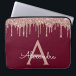Monogram för Gnistran Burgundy Rosa ros Guld Glitt Laptop Fodral<br><div class="desc">Burgundy and Rosa - Ro Guld Faux Dripping Modern och Elegant Girly Glitter och Gnistra Elegant Monogram Fodral. Fodral kan anpassas så att det omfattar ditt första och första namn.</div>