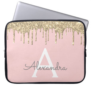 Monogram för Gnistran Guld Glitter vid Rosan Laptop Fodral