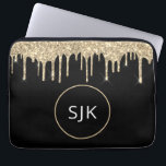 Monogram för Gnistran personlig Glitter Laptop Fodral<br><div class="desc">Personlig Guld och Black Faux Glitter och Gnistra Elegant Monogrammed Initialer Fodral. Fodral kan anpassas så att det omfattar ditt första och första namn.</div>
