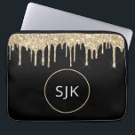 Monogram för Gnistran personlig Glitter Laptop Fodral<br><div class="desc">Personlig Guld och Black Faux Glitter och Gnistra Elegant Monogrammed Initialer Fodral. Fodral kan anpassas så att det omfattar ditt första och första namn.</div>