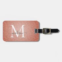 Monogram för Gnistran Rosa ros Guld Glitter