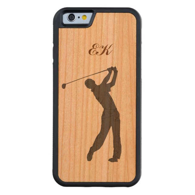 Monogram för GolfSwingeranpassade Carved Wood iPhone Skal (Baksidan)