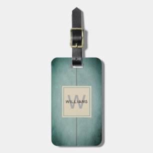 Monogram för grå färg för eleganta strukturblått bagagebricka