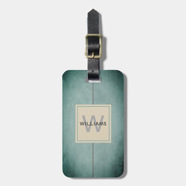 Monogram för grå färg för eleganta strukturblått bagagebricka (Vertikal Framsida)