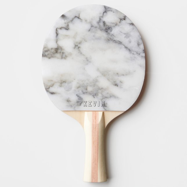Monogram för grått Faux Marble Skriv ut Pingisracket (Framsidan)