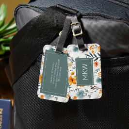 Monogram för Grått-, försäljnings- och Guld-Blommi Bagagebricka