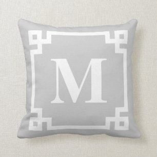 Monogram för grått och det moderna grekiska Nyckel Kudde