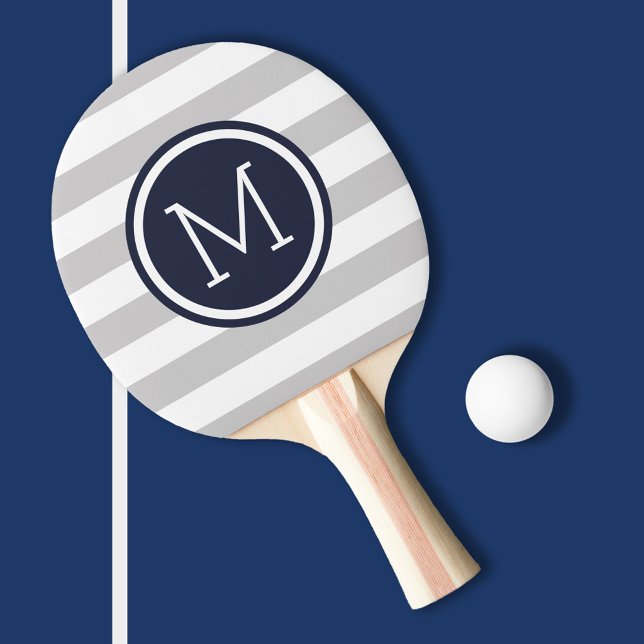 Monogram för grått och marin  och marin vallmo Ran Pingisracket (Skapare uppladdad)